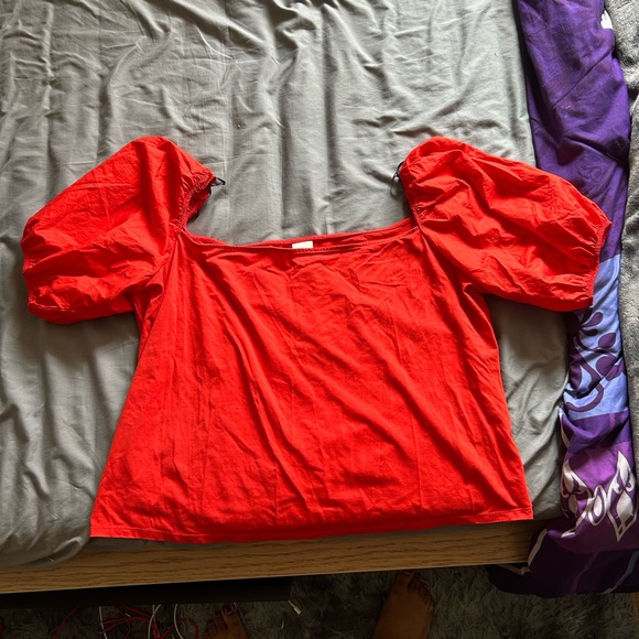 H&M Orange Puffy Sleeved Top - Plus - Picture 6 of 7